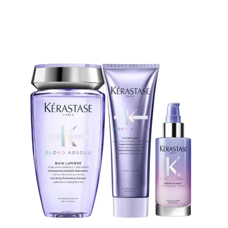 Kit Kérastase Blond Absolu: Bain + Fondant + Sérum. Restauración