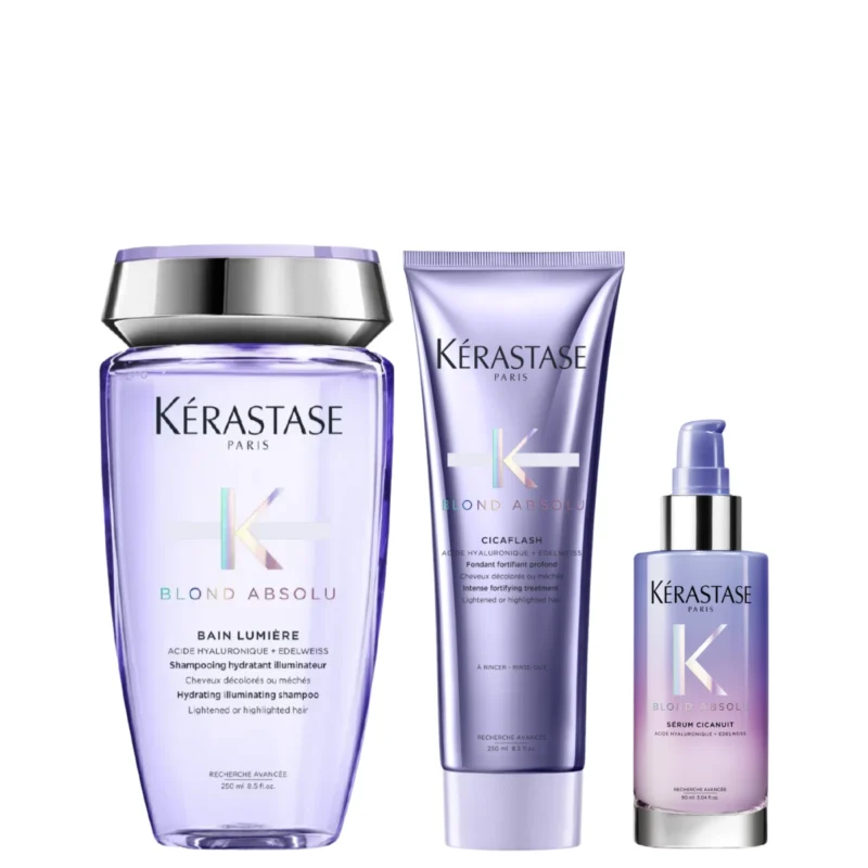 Kit Kérastase Blond Absolu: Bain + Fondant + Sérum. Restauración