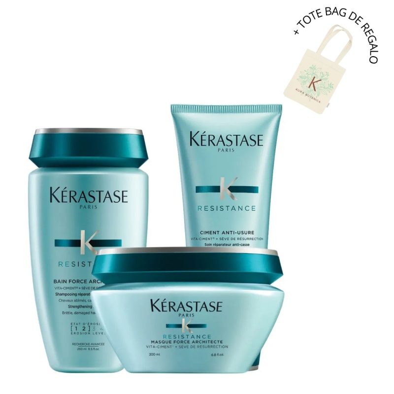 Kit Force Architecte Kérastase: Bain Force Architecte + Ciment Anti-Usure + Masque Force Achitecte + Regalo. Reparación.