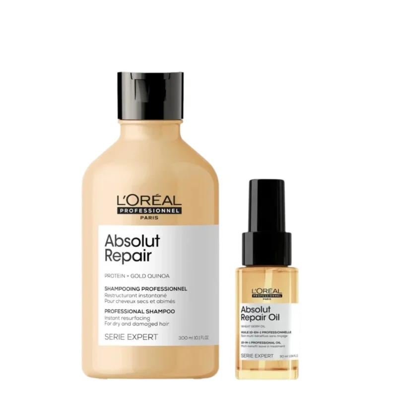 Kit L’Oréal Absolut Repair: Shampoo + Óleo 10 en1 30ml. Reparación