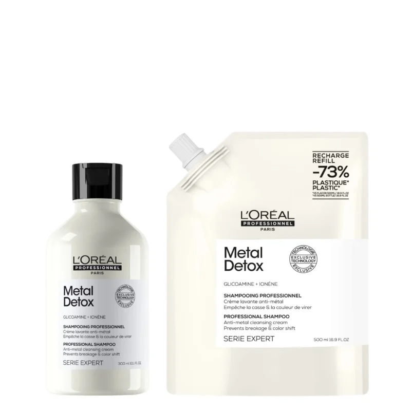 Kit L´Oréal Metal Detox: Shampoo 300 ml + Refill 500 ml. Protección