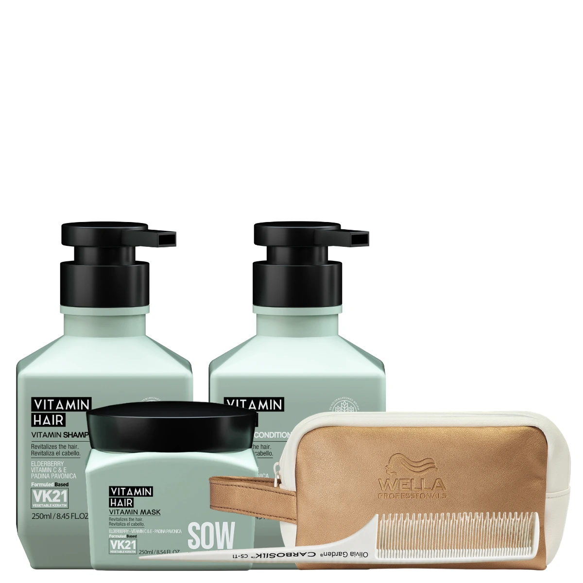 Kit Vitamin Hair Sow: Shampoo + Acondicionador + Máscara + Regalo. Nutritivo Hidratante - VipStore