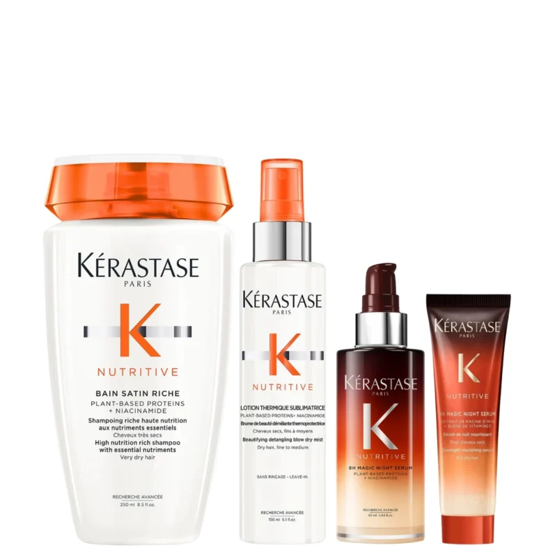 Kit Kérastase Nutritive: Bain Satin Riche + Lotion + Sérum 8H + Sérum Travel Size de Regalo